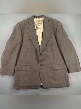 44R Men's Vintage Kasper Collection Blazer Brown tweed 100% Wool Sport Coat